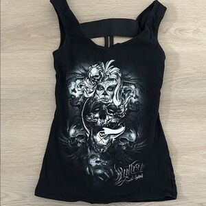 Edgy Black Graphic Tank Top